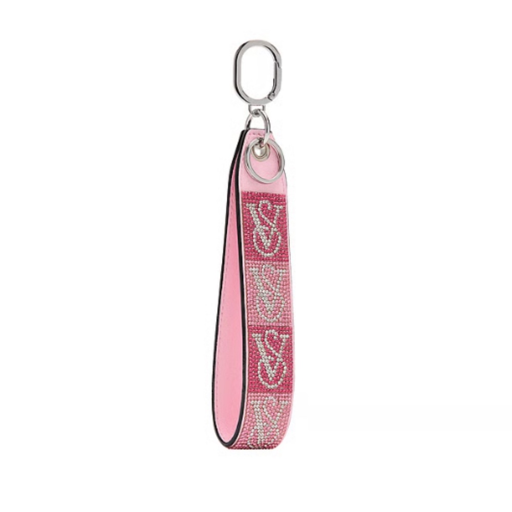 Victoria’s Secret Wristlet Strap Keychain Blush Monogram NWT